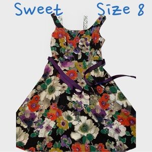 Free flowing flowered dress.